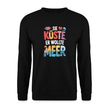 Vous côte Il voulait mer plage amour vague surfeur - Sweat-shirt Unisexe - noir - Devant - Alina (178cm) & Michal (187cm)