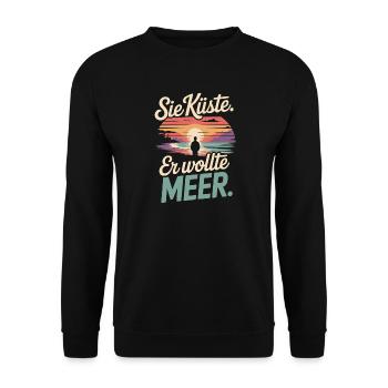 You Coast He Wanted Sea Beach Love Wave Surfer - Unisex Sweatshirt - black - Front - Alina (178cm) & Michal (187cm)