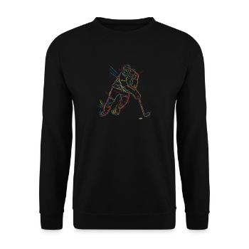 Eishockeyspieler Oldschool Look - Unisex Pullover - Schwarz - Vorne - Alina (178cm) & Michal (187cm)