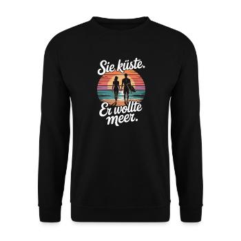 Vous côte Il voulait mer plage amour vague surfeur - Sweat-shirt Unisexe - noir - Devant - Alina (178cm) & Michal (187cm)