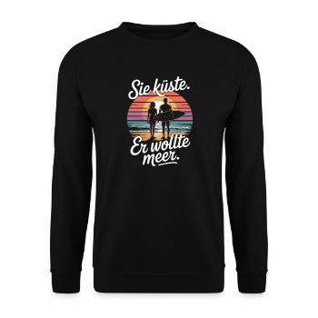 Vous côte Il voulait mer plage amour vague surfeur - Sweat-shirt Unisexe - noir - Devant - Alina (178cm) & Michal (187cm)