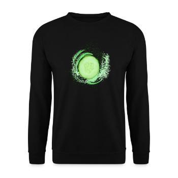 Cucumber Splatter – Modern Art meets Food Design - Unisex Pullover - Schwarz - Vorne - Alina (178cm) & Michal (187cm)