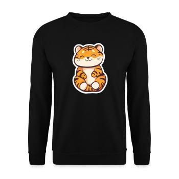 Tigre mignon - Idée cadeau amusante pour les enfants - Sweat-shirt Unisexe - noir - Devant - Alina (178cm) & Michal (187cm)