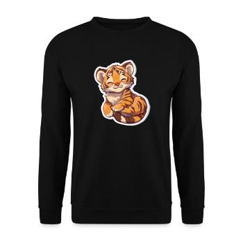 Tigre mignon - Idée cadeau amusante pour les enfants - Sweat-shirt Unisexe - noir - Devant - Alina (178cm) & Michal (187cm)