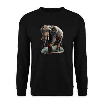 Elephant Proboscis Africa Safari Wilderness Elephant - Unisex Sweatshirt - black - Front - Alina (178cm) & Michal (187cm)