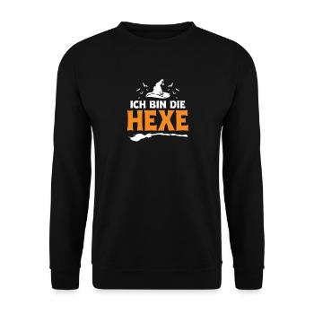 Ich Bin Die Hexe Halloween - Unisex Pullover - Schwarz - Vorne - Alina (178cm) & Michal (187cm)