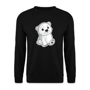 Polarbär Illustration – Arktisches Tiermotiv - Unisex Pullover - Schwarz - Vorne - Alina (178cm) & Michal (187cm)