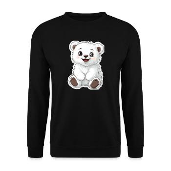 Polarbär Illustration – Arktisches Tiermotiv - Unisex Pullover - Schwarz - Vorne - Alina (178cm) & Michal (187cm)