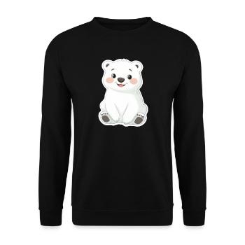 Polarbär Illustration – Arktisches Tiermotiv - Unisex Pullover - Schwarz - Vorne - Alina (178cm) & Michal (187cm)