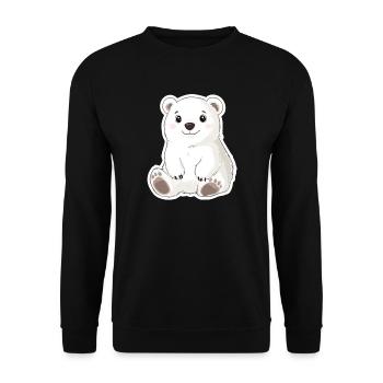 Polar Bear Illustration – Arctic Animal Motif - Unisex Sweatshirt - black - Front - Alina (178cm) & Michal (187cm)