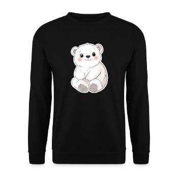 Polarbär Illustration – Arktisches Tiermotiv - Unisex Pullover - Schwarz - Vorne - Alina (178cm) & Michal (187cm)