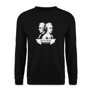 Haydn und Mozart - Zwei Freunde Klassische Musik - Unisex Pullover - Schwarz - Vorne - Alina (178cm) & Michal (187cm)