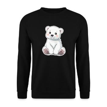 Polarbär Illustration – Arktisches Tiermotiv - Unisex Pullover - Schwarz - Vorne - Alina (178cm) & Michal (187cm)