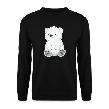 Polarbär Illustration – Arktisches Tiermotiv - Unisex Pullover - Schwarz - Vorne - Alina (178cm) & Michal (187cm)