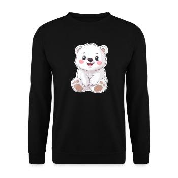 Polarbär Illustration – Arktisches Tiermotiv - Unisex Pullover - Schwarz - Vorne - Alina (178cm) & Michal (187cm)