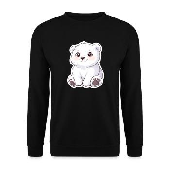 Polar Bear Illustration – Arctic Animal Motif - Unisex Sweatshirt - black - Front - Alina (178cm) & Michal (187cm)