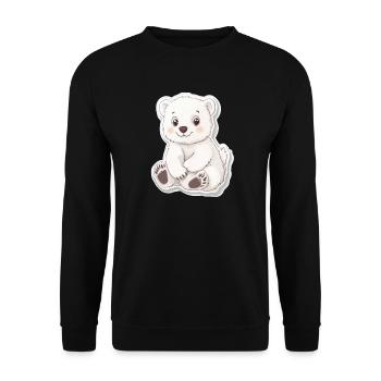 Polarbär Illustration – Arktisches Tiermotiv - Unisex Pullover - Schwarz - Vorne - Alina (178cm) & Michal (187cm)