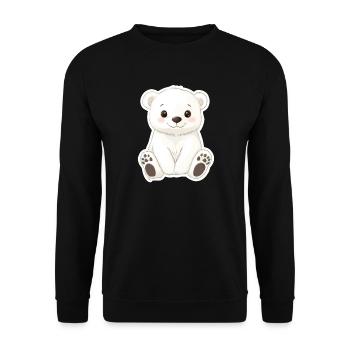 Polarbär Illustration – Arktisches Tiermotiv - Unisex Pullover - Schwarz - Vorne - Alina (178cm) & Michal (187cm)