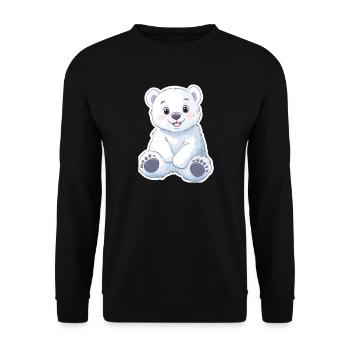 Polarbär Illustration – Arktisches Tiermotiv - Unisex Pullover - Schwarz - Vorne - Alina (178cm) & Michal (187cm)