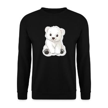 Polarbär Illustration – Arktisches Tiermotiv - Unisex Pullover - Schwarz - Vorne - Alina (178cm) & Michal (187cm)