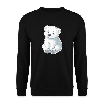 Polarbär Illustration – Arktisches Tiermotiv - Unisex Pullover - Schwarz - Vorne - Alina (178cm) & Michal (187cm)