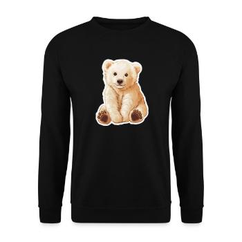 Polarbär Illustration – Arktisches Tiermotiv - Unisex Pullover - Schwarz - Vorne - Alina (178cm) & Michal (187cm)