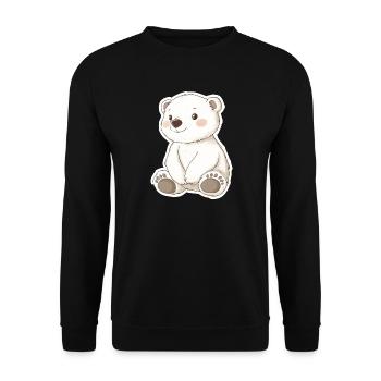 Polarbär Illustration – Arktisches Tiermotiv - Unisex Pullover - Schwarz - Vorne - Alina (178cm) & Michal (187cm)