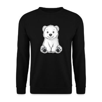 Polar Bear Illustration – Arctic Animal Motif - Unisex Sweatshirt - black - Front - Alina (178cm) & Michal (187cm)
