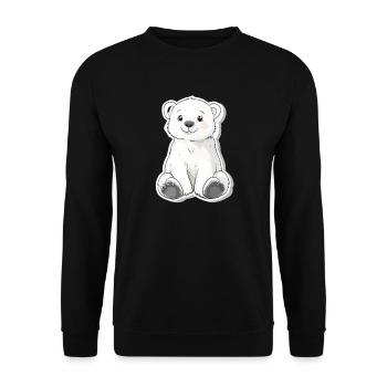 Polarbär Illustration – Arktisches Tiermotiv - Unisex Pullover - Schwarz - Vorne - Alina (178cm) & Michal (187cm)