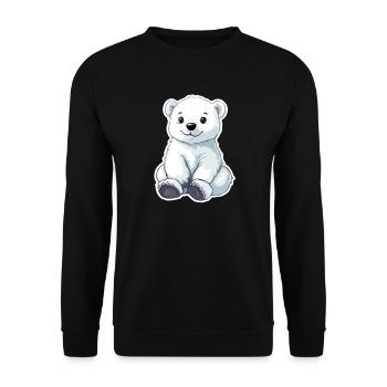 Polarbär Illustration – Arktisches Tiermotiv - Unisex Pullover - Schwarz - Vorne - Alina (178cm) & Michal (187cm)
