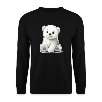 Polarbär Illustration – Arktisches Tiermotiv - Unisex Pullover - Schwarz - Vorne - Alina (178cm) & Michal (187cm)
