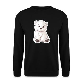Polarbär Illustration – Arktisches Tiermotiv - Unisex Pullover - Schwarz - Vorne - Alina (178cm) & Michal (187cm)
