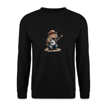 Cool Capybara Playing Banjo - Unisex Sweatshirt - black - Front - Alina (178cm) & Michal (187cm)