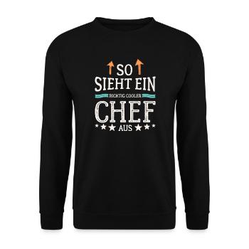 So sieht ein richtig cooler Chef aus - Unisex Pullover - Schwarz - Vorne - Alina (178cm) & Michal (187cm)