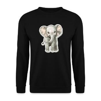 Éléphant mignon – idée cadeau pour les amoureux des animaux - Sweat-shirt Unisexe - noir - Devant - Alina (178cm) & Michal (187cm)