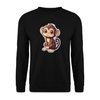 Singe Mignon Singe Cadeau pour les fans de Singe - Sweat-shirt Unisexe - noir - Devant - Alina (178cm) & Michal (187cm)