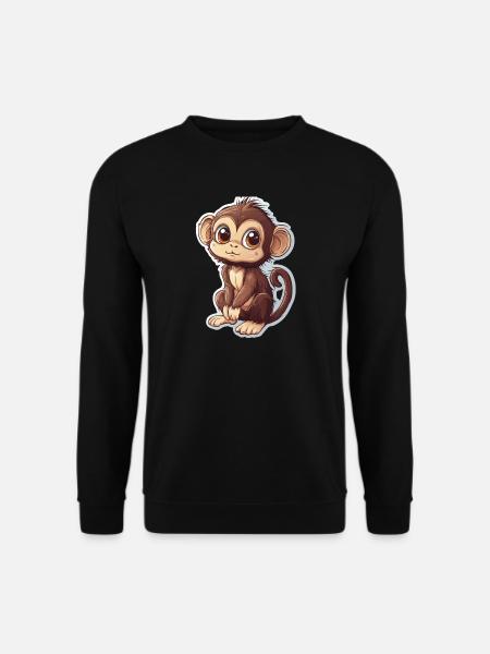 Affe Süsses Äffchen Geschenk für Affenfans - Unisex Pullover - Schwarz