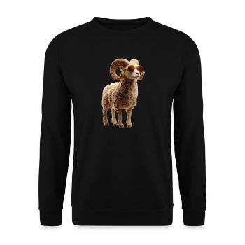 Aries mouflon Aries Wild Sheep Male Sheep - Unisex Sweatshirt - black - Front - Alina (178cm) & Michal (187cm)