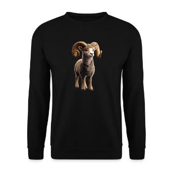 Aries mouflon Aries Wild Sheep Male Sheep - Unisex Sweatshirt - black - Front - Alina (178cm) & Michal (187cm)