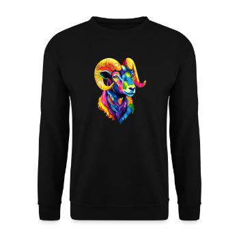 Aries mouflon Aries Wild Sheep Male Sheep - Unisex Sweatshirt - black - Front - Alina (178cm) & Michal (187cm)