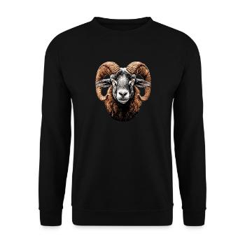 Aries mouflon Aries Wild Sheep Male Sheep - Unisex Sweatshirt - black - Front - Alina (178cm) & Michal (187cm)