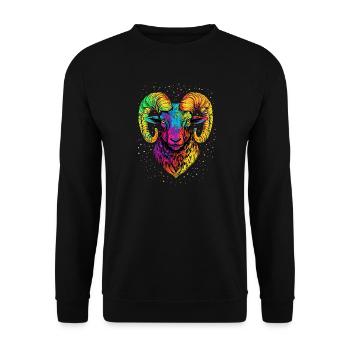 Aries mouflon Aries Wild Sheep Male Sheep - Unisex Sweatshirt - black - Front - Alina (178cm) & Michal (187cm)