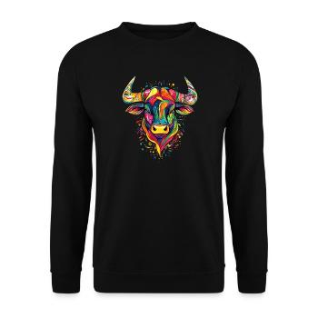 Taureau Bœuf Bovins Vache Taureau Taureau - Sweat-shirt Unisexe - noir - Devant - Alina (178cm) & Michal (187cm)