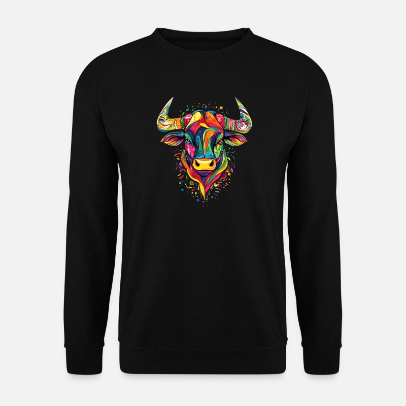 Stier Bulle Ochse Rind Bauernhof Kuh Taurus Bullen - Unisex Pullover - Schwarz