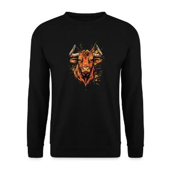 Stier Bulle Ochse Rind Bauernhof Kuh Taurus Bullen - Unisex Pullover - Schwarz - Vorne - Alina (178cm) & Michal (187cm)