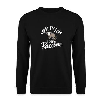Joke Racoon Puke Collection T-Shirt - Unisex Sweatshirt - black - Front - Alina (178cm) & Michal (187cm)