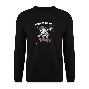 Skull Skeleton Skateboard Adventure - Unisex Sweatshirt - black - Front - Alina (178cm) & Michal (187cm)