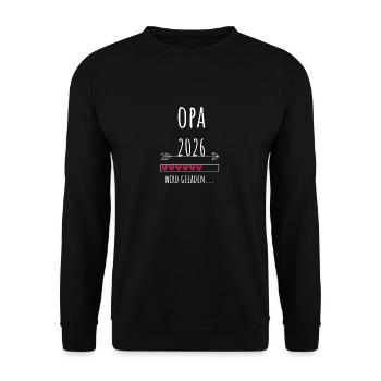 Opa 2026 Geschenk Enkelkind Verkündung - Unisex Pullover - Schwarz - Vorne - Alina (178cm) & Michal (187cm)