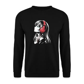 Fille d’anime avec conception de casque - Sweat-shirt Unisexe - noir - Devant - Alina (178cm) & Michal (187cm)