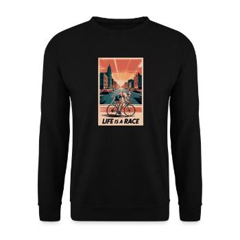 Life is a Race – Affiche de vélo de route rétro Bike Design - Sweat-shirt Unisexe - noir - Devant - Alina (178cm) & Michal (187cm)